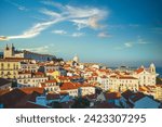 skyline of alfama district, the oldest neighborhood of Lisbon in Portugal