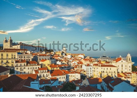 skyline of alfama district, the oldest neighborhood of Lisbon in Portugal
