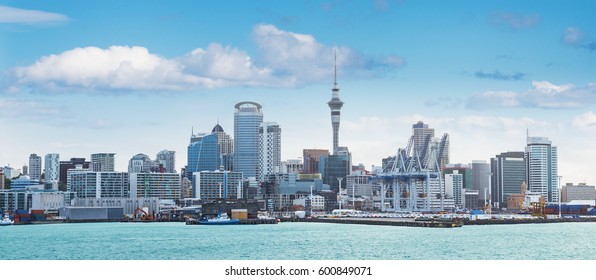 skyline of Auckland with city central business district at the noon