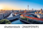 the skyline of berlin during sunset, germany