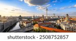 the skyline of berlin in the evening sun