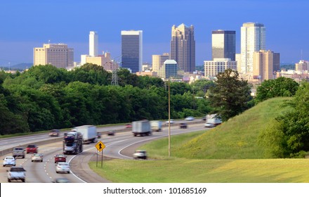 Skyline of Birmingham, Alabama from above Interstate 65.