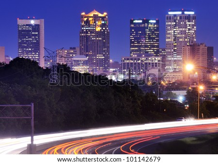 Skyline of Birmingham, Alabama from above Interstate 65.