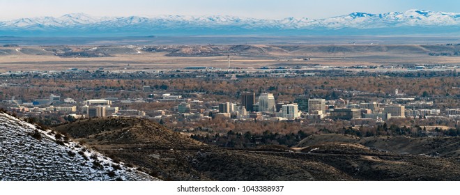 Skyline Of Boise As Seen From Above In Winter