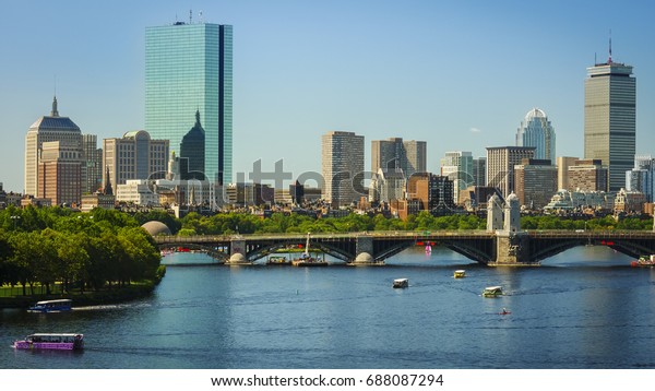 Skyline Boston Massachusetts Usa On Sunny Stock Photo (Edit Now) 688087294