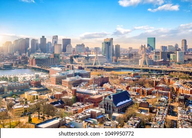 The skyline of Boston in Massachusetts, USA in winter