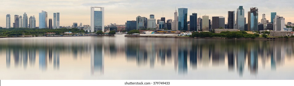 The Skyline Of Buenos Aires, Argentina. View From The Rio De La Plata.