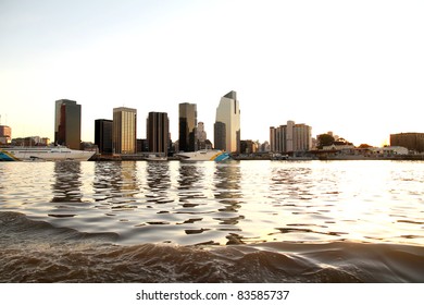 The Skyline Of Buenos Aires, Argentina. View From The Rio De La Plata.