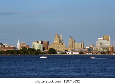 Skyline of Buffalo, NY, as seen from across the Niagara River from Canada
