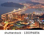 Skyline of Busan, South Korea at night.