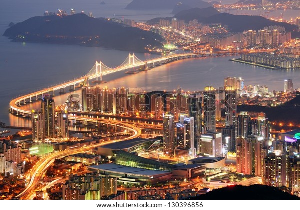 Skyline Busan South Korea Night Stock Photo (Edit Now) 130396856