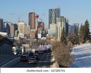 Skyline of Calgary, Alberta, Canada,  Picture taken December 7, 2013, on a very cold, but sunny winter day.