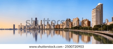 the skyline of chicago during sunrise