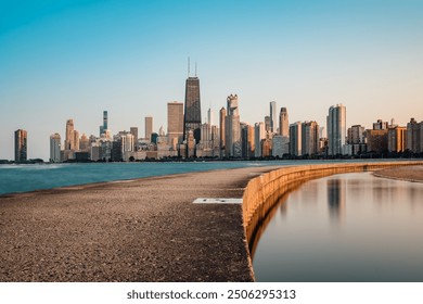 the skyline of chicago during sunset - Powered by Shutterstock