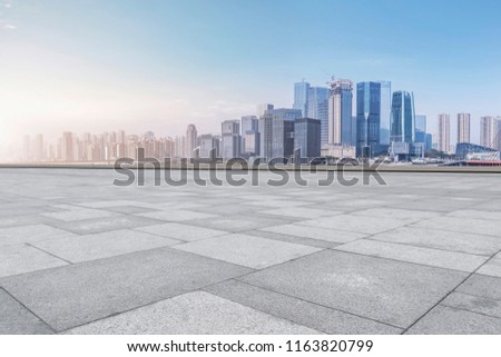 The skyline of Chongqing's urban skyline with an empty square fl