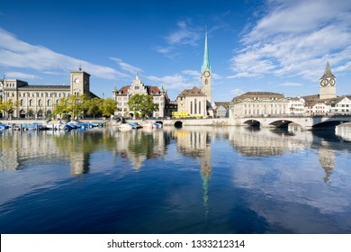 Zürich Skyline With Fraumünster Church And Limmat River, Canton Zurich, Switzerland