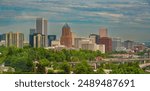 Skyline of city of Portland, Oregon and downtown buildings