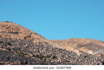 Skyline Of Damascus City And Mountain (Mount Qasioun)