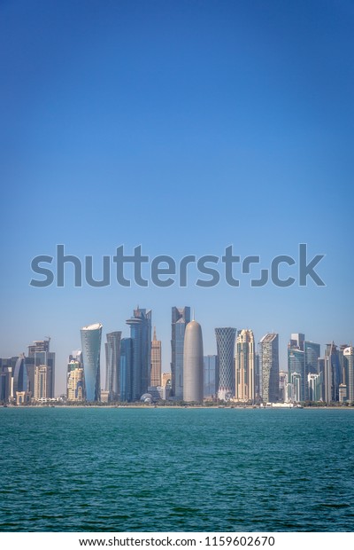 Skyline Doha Qatar On Blue Sky Stock Photo Edit Now 1159602670