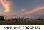 skyline of Doha at sunset with beautiful colorful skies 