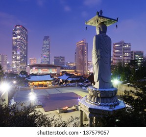 Skyline of downtown Seoul, South Korea from bongeunsa temple - Powered by Shutterstock