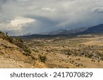 Skyline Drive is a narrow 2.6 mile scenic road that follows the top of a razorback ridge overlooking Cañon City, Colorado. Image taken on a cloudy day in early May