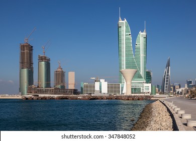 Skyline of the Financial Harbour in the city of Manama, Kingdom of Bahrain