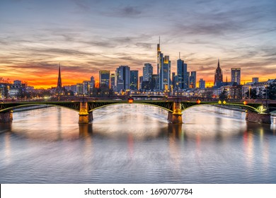 The skyline of Frankfurt in Germany after sunset - Powered by Shutterstock