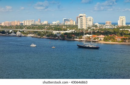 Skyline and intercoastal waterway in Ft. Lauderdale, Florida