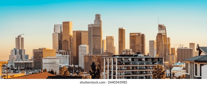 the skyline of los angeles in the early morning hours - Powered by Shutterstock