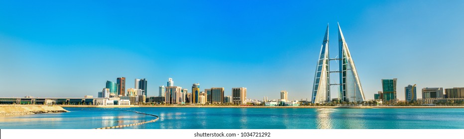 Skyline of Manama Central Business District. The capital of Bahrain
