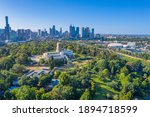 Skyline of Melbourne with government house, Australia