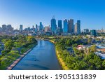 Skyline of Melbourne from Yarra river, Australia