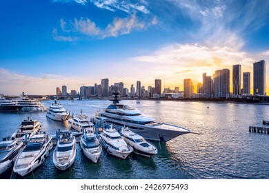 the skyline of miami during sunset - Powered by Shutterstock