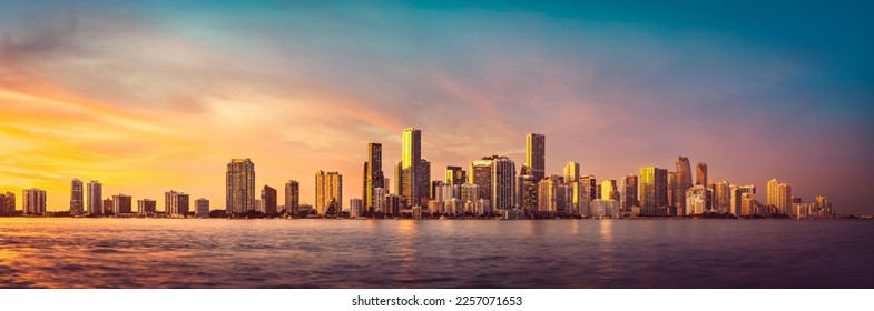 the skyline of miami during sunset, florida - Powered by Shutterstock