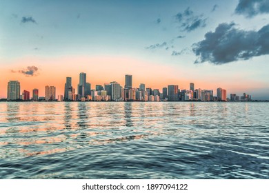 skyline miami florida water sea buildings panorama