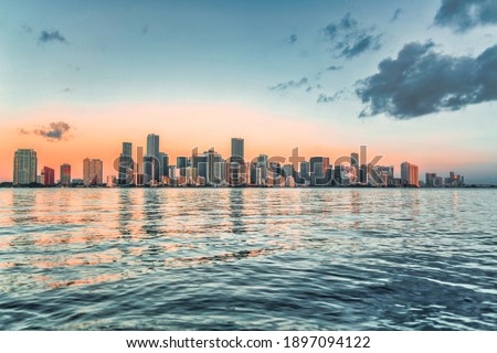 skyline miami florida water sea buildings panorama