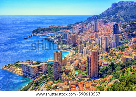 Skyline of Monaco and Monte Carlo, Cote d'Azur, Europe