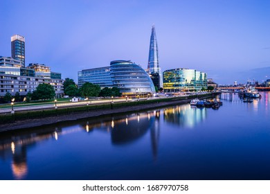 Skyline Of More London Riverside Near City Hall At Dawn