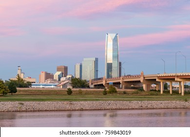 Skyline Of Oklahoma City, OK During Sunset