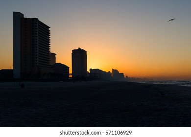 Skyline Of Panama City Beach, Florida At Sunrise