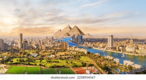 Skyline panorama of Cairo on the way to the Great Pyramids, Egypt - Powered by Shutterstock