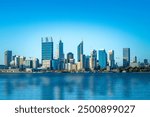 skyline of perth at night in western  australia