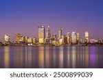 skyline of perth at night in western  australia