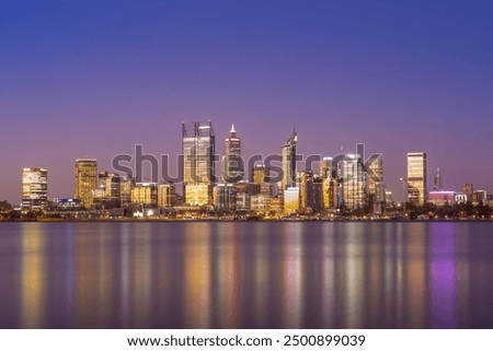 skyline of perth at night in western  australia