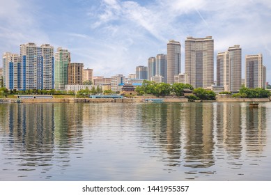 Skyline Of Pyongyang By The Taedong River