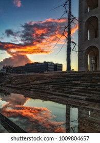 Skyline reflected after rain