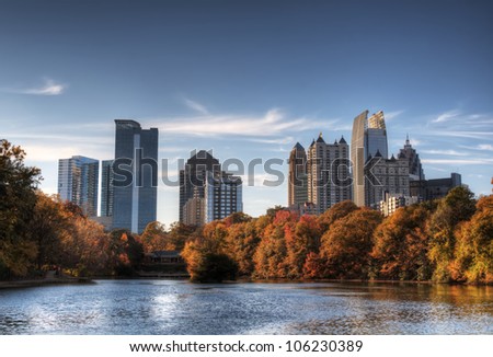 Similar – Image, Stock Photo Autumn lake scenery with colorful trees