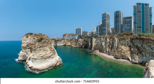 Skyline and Rouche rocks in Beirut, Lebanon cityscape at sea in day time in capital city Beirut Lebanon - Powered by Shutterstock