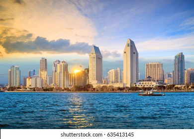 Skyline Of San Diego, California From Coronado Bay, USA